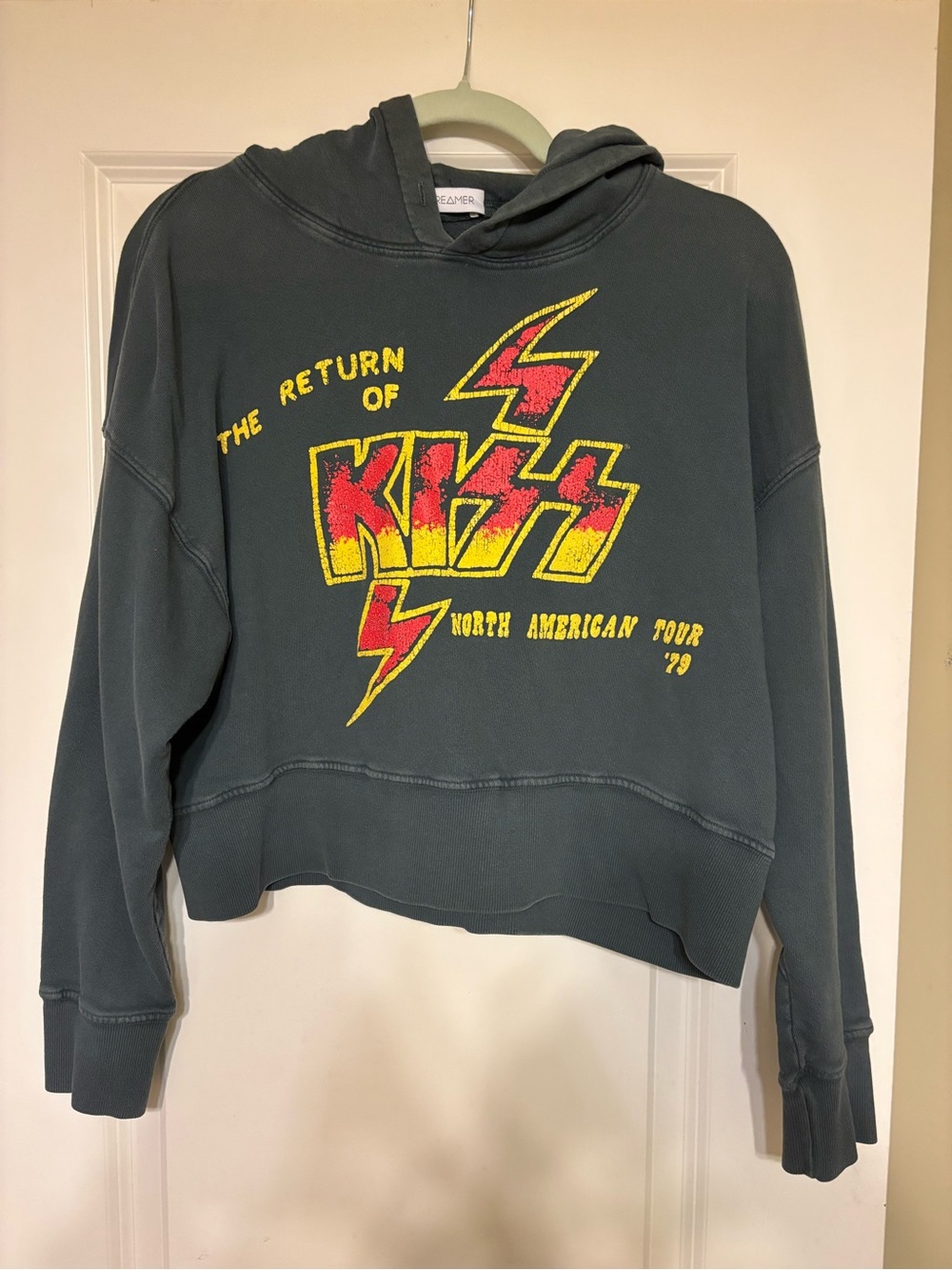 Daydreamer Slate Gray Hoodie with Yellow & Red Graphic